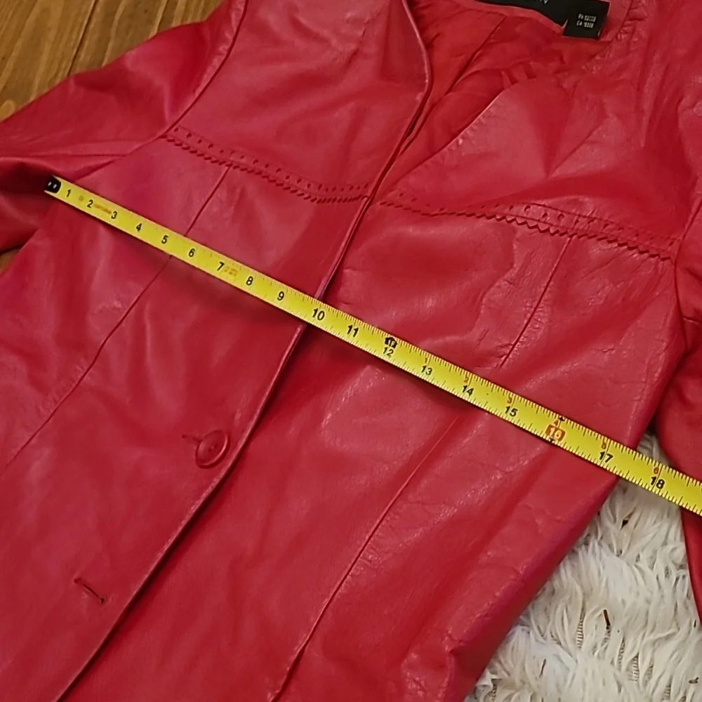 Dana Buchman Red Butter Soft Leather Moto Biker Jacket Size 8 - Picture 8 of 11